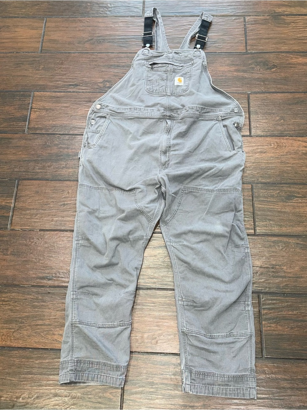 Carhartt Double Knee Bib Overalls Men’s Size 48x32 Gray Workwear Y2K
